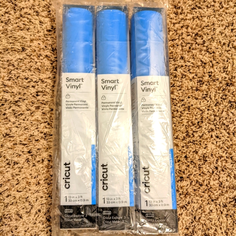 3 Rolls Cricut Permanent Smart Craft Diy Vinyl Paper - Ocean Blue